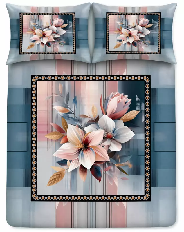 Square 7D Digital Print Bedsheet Soft, Stylish & Premium Quality Bed Sheet King-225 x 250 CM)