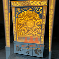 Divine Backlit Om Mandir in White Corian with Elegant Design