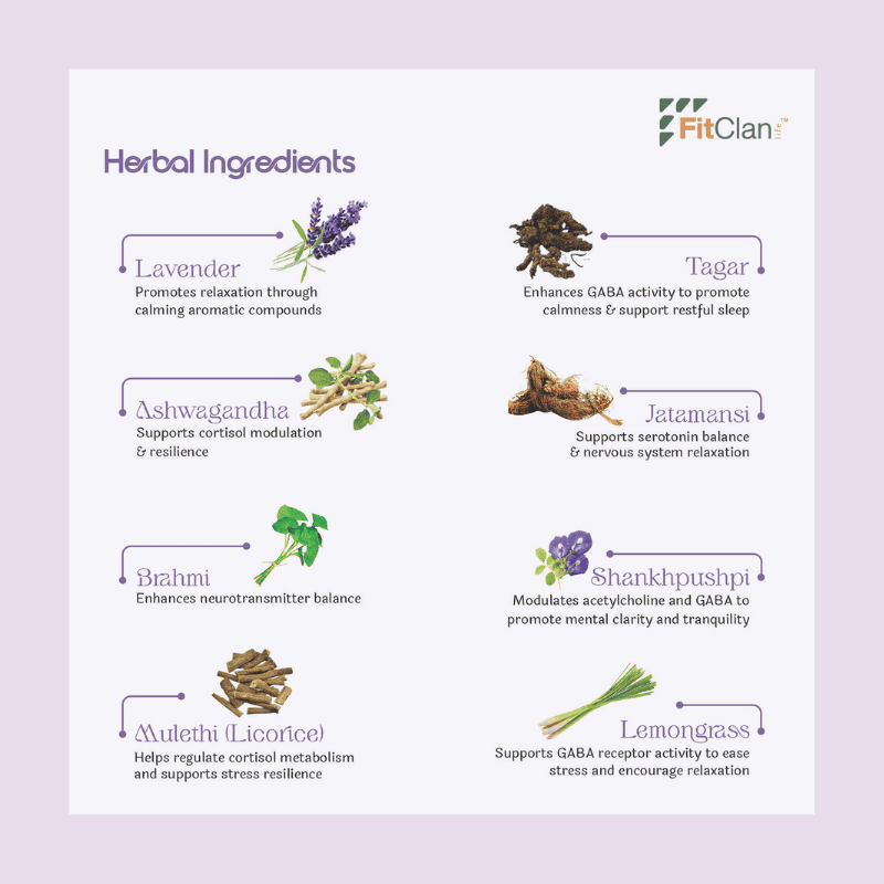 Sleep Stress-Free Herbal Tea | Relaxing Ayurvedic Tea with Ashwagandha, Brahmi & Lavender