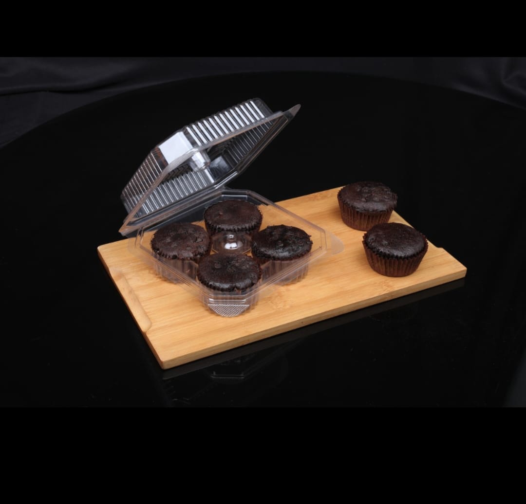 Pvc CupCake Box - 4 Cavity