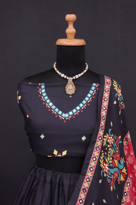 New Lounching Digital Print Muslin Cotton Lehenga Choli D.56