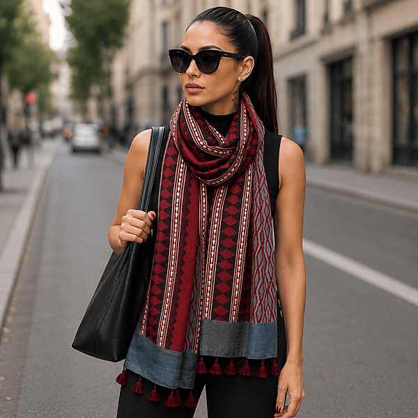 Cotton Ajrakh Print Stole #12