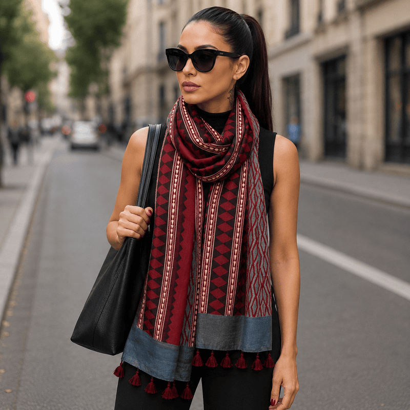 Cotton Ajrakh Print Stole #12