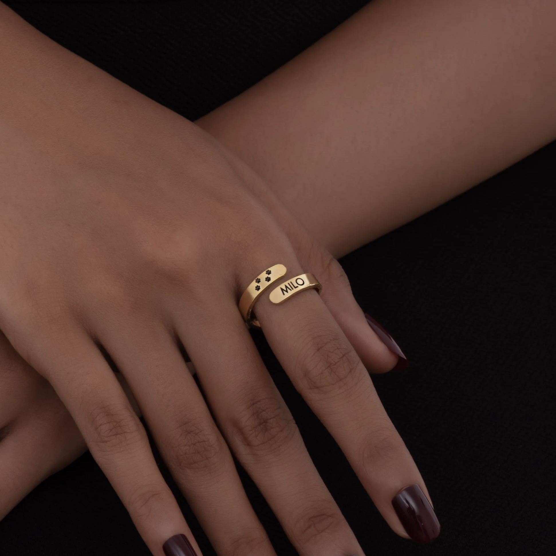 Personalized PawPrint Name Ring