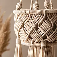 Natural Cotton Macrame Plant Hanger with Tassel Fringe
