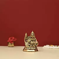 Brass Kuber - 3.5 inch Height | Elegant Brass Idol of Kuber for Wealth and Abundance