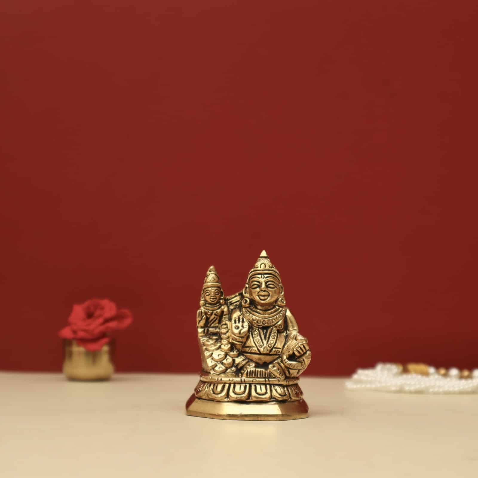 Brass Kuber - 3.5 inch Height | Elegant Brass Idol of Kuber for Wealth and Abundance