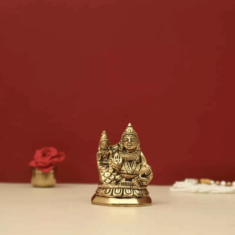 Brass Kuber - 3.5 inch Height | Elegant Brass Idol of Kuber for Wealth and Abundance