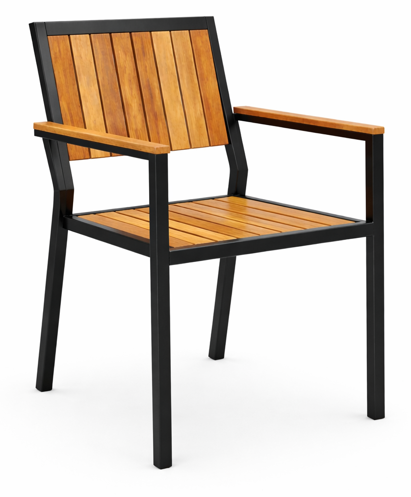Bolero Steel & Acacia Armchair