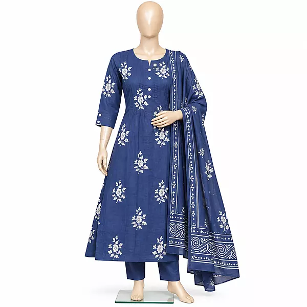 25iF Dusty Blue Cotton Churidar Set