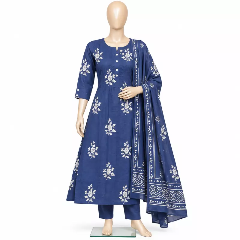25iF Dusty Blue Cotton Churidar Set