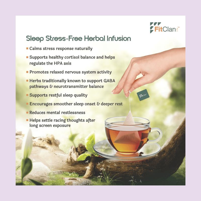 Sleep Stress-Free Herbal Tea | Relaxing Ayurvedic Tea with Ashwagandha, Brahmi & Lavender