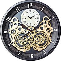 Vintage Style Moving Gear Statement Cloc