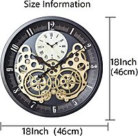 Vintage Style Moving Gear Statement Cloc