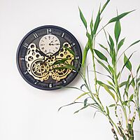 Vintage Style Moving Gear Statement Cloc