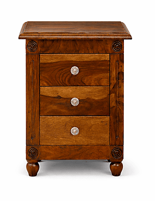 Louis Three Drawer Solidwood Bedside Nightstand