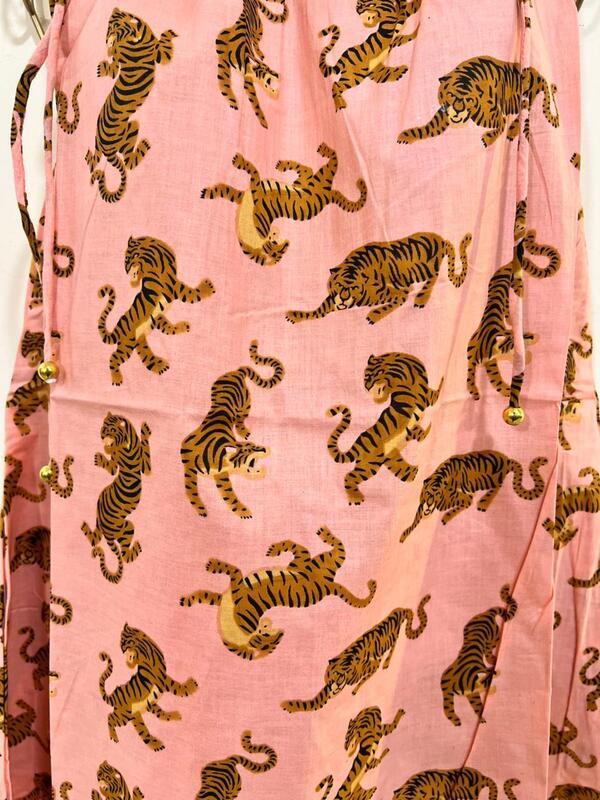 Naaz's Short halter gathered neck - Peach & Tigers