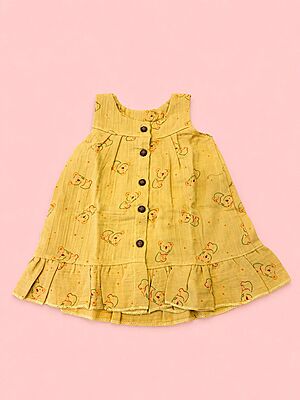 Muslin Front Open Baby Frock - Assorted Prints - Pack of 1