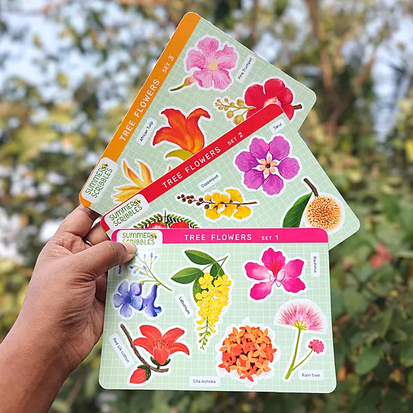 Tree Flowers Sticker Sheet – Set of 3 Sheets Featuring city tree flowers
