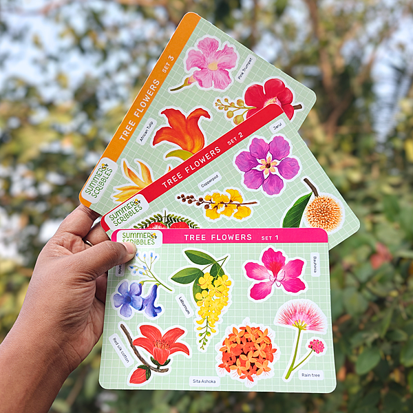 Tree Flowers Sticker Sheet – Set of 3 Sheets Featuring city tree flowers