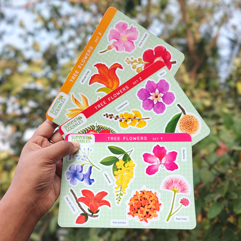 Tree Flowers Sticker Sheet – Set of 3 Sheets Featuring city tree flowers