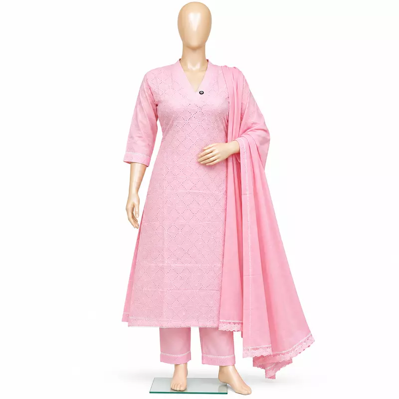 25iE Pink Cotton Churidar Set