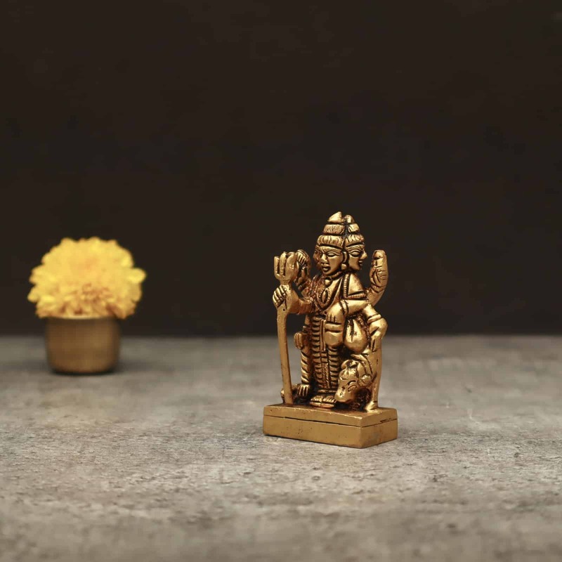 Brass Lord Dattatreya Idol - 3 inch Height | Revered Brass Idol of Lord Dattatreya for Spiritual Enlightenment