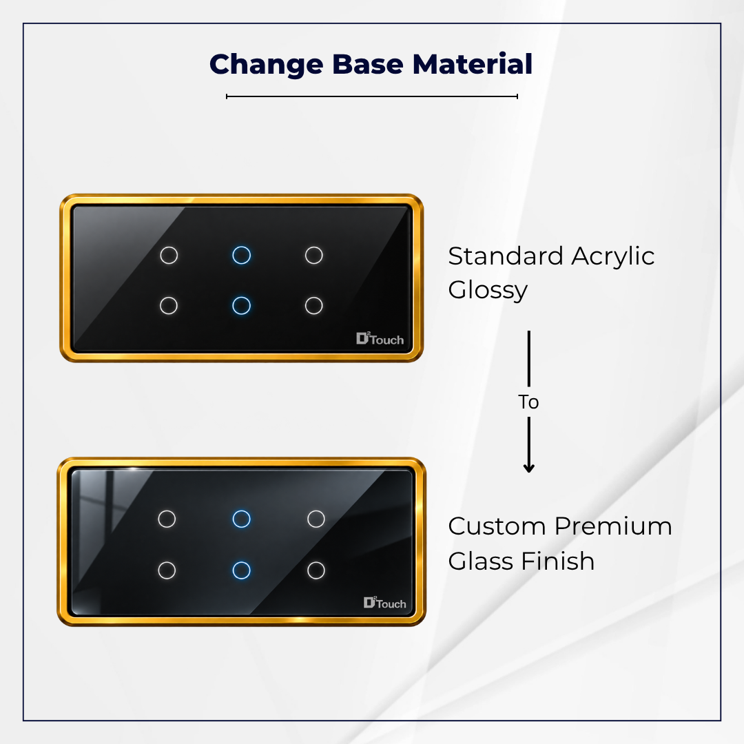 D2Touch Acrylic Glossy Material to Premium Glass Material For 6 Modules Touch Switch Panel