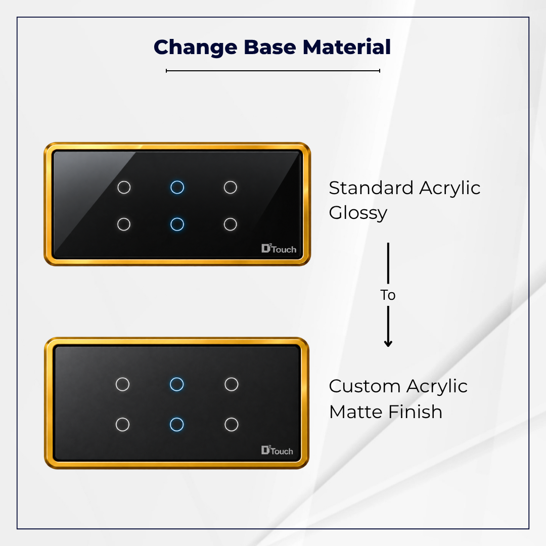 D2Touch Acrylic Glossy Material to Acryilc Matte Material For 6 Modules Touch Switch Panel