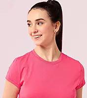 Enamor Essentials Womens E047-Short Sleeve Crew Neck Slim Fit Stretch Cotton Tee