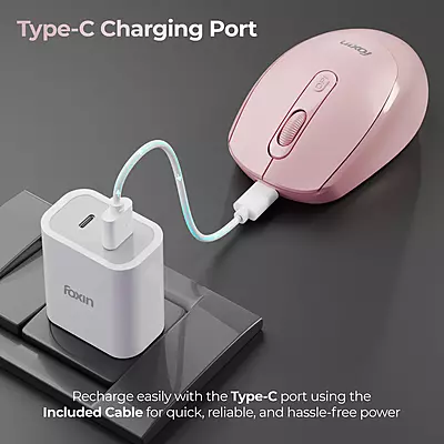 WIRELESS MOUSE FOXIN FLOW BT+2.4GHZ DPI (PINK)