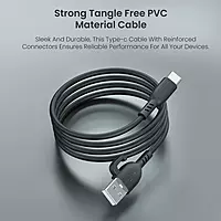 Portronics Konnect Core 3 – USB-A to Type-C Cable, 1.5m, Durable, Fast Charging, Data Transfer, Compatible with Smartphones, Tablets, Laptops, Sleek Black Design, Ideal for Everyday Use.