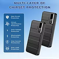 Lapcare Blaze power bank with 22.5 W fast charging, dual USB-A + Type-C, digital display, LED battery indicator & smart safety protection.