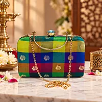 Silk Check Clutches Handmade