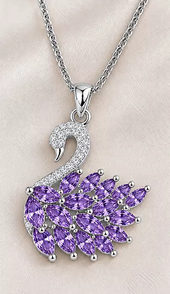 Crystal Swan Pendant Necklace in Gold and Silver-Tone Variants