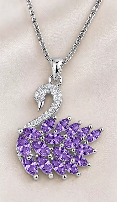 Crystal Swan Pendant Necklace in Gold and Silver-Tone Variants