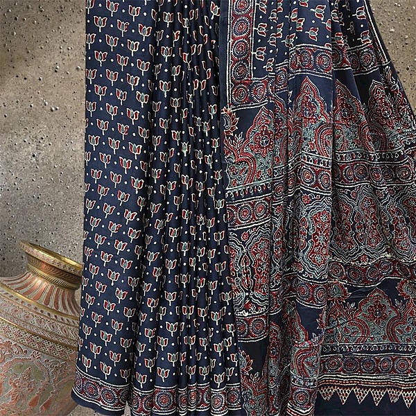 Block Print Modal Silk Saree #1