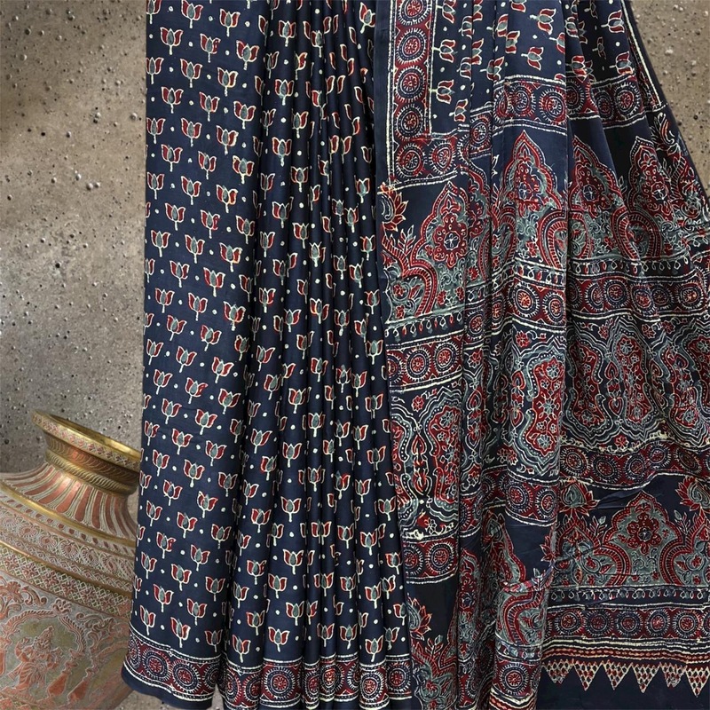 Block Print Modal Silk Saree #1