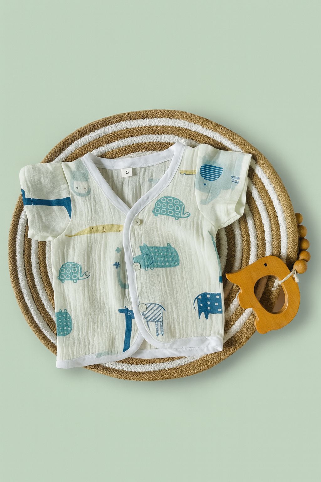 Premium Crinkled Muslin Cotton Jhabla (0–3 Months) – With Sleeves Premium Crinkled Muslin Cotton Jhabla (0–3 Months) – With Sleeves