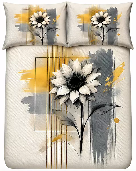 Sun Flower 7D Digital Print Bedsheet Soft, Stylish & Premium Quality Bed Sheet King-225 x 250 CM)