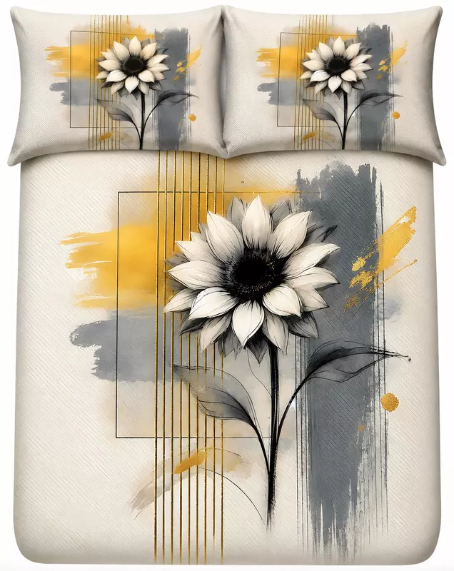 Sun Flower 7D Digital Print Bedsheet Soft, Stylish & Premium Quality Bed Sheet King-225 x 250 CM)