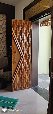 Geometric 3D HDHMR Door with Deco Paint in Rich Mahogany