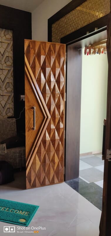 Geometric 3D HDHMR Door with Deco Paint in Rich Mahogany