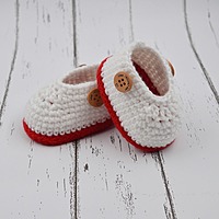 Red Baby Booties with Double-Layer Sole – Soft & Comfortable Infant Shoes