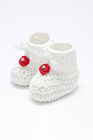 Daisy Pearl Handknitted Baby Booties (6–12 Months)