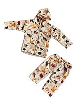 Kids Cartoon Print Winter Tracksuit – Hooded Jacket and Pants Set