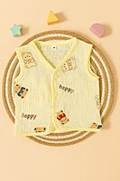 Premium Crinkled Muslin Cotton Jhabla (3–6 Months) – Without Sleeves