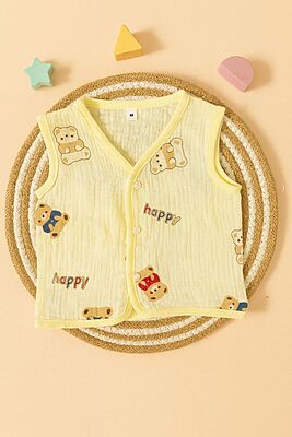 Premium Crinkled Muslin Cotton Jhabla (3–6 Months) – Without Sleeves Premium Crinkled Muslin Cotton Jhabla (3–6 Months) – Without Sleeves