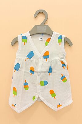 Muslin Front Button Frock – Pack of 2 - Assorted Designs Muslin Front Button Frock – Pack of 2 - Assorted Designs