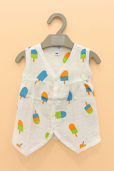 Muslin Front Button Frock – Pack of 2 - Assorted Designs Muslin Front Button Frock – Pack of 2 - Assorted Designs